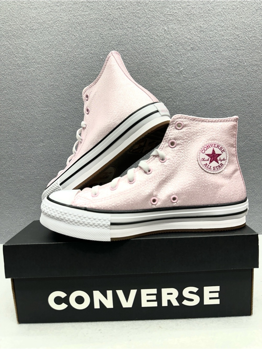 Converse Sneakers Girls KID Size 11 Pink Glitter CTAS EVA High Top A17128F NIB